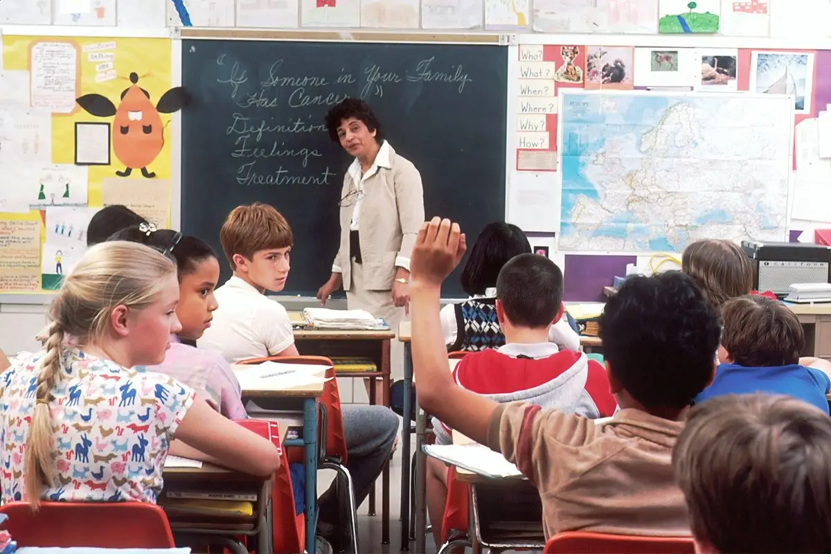 A woman teacher taking class.