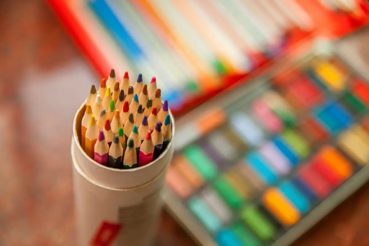 colorful pencils in a tube, ideal for creative projects.