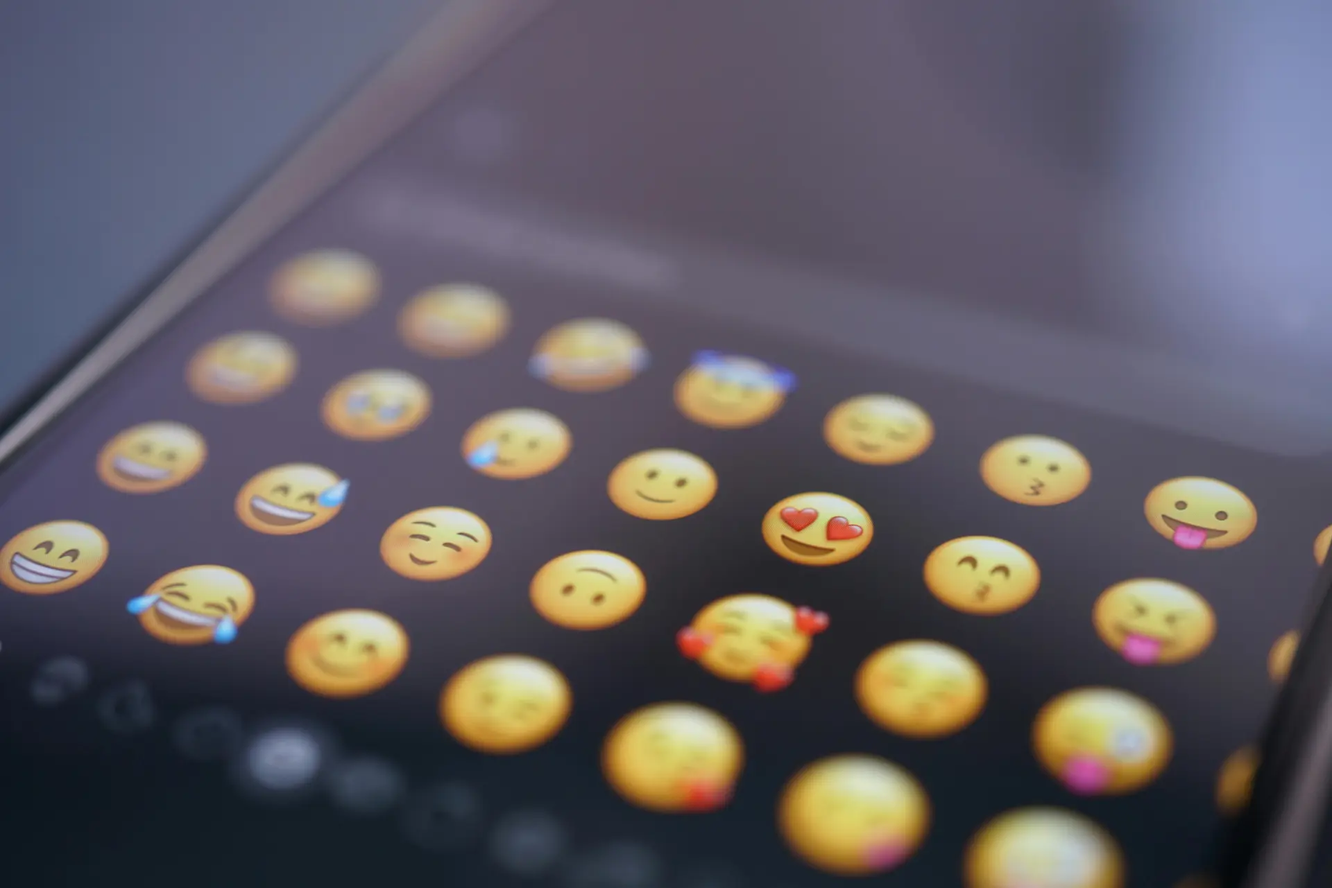 Close-Up of Emoji Screen on Smartphone Display
