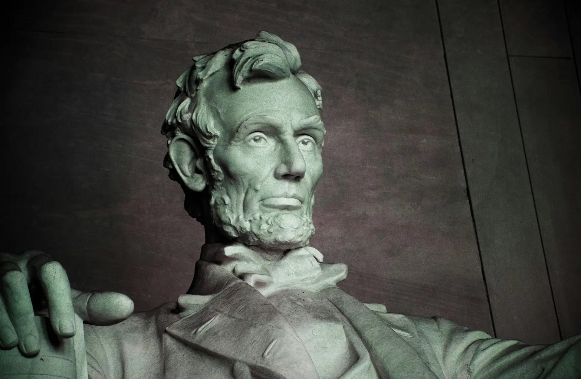 The statue of Abraham Lincoln in the Lincoln Memorial in Washington, D.C.